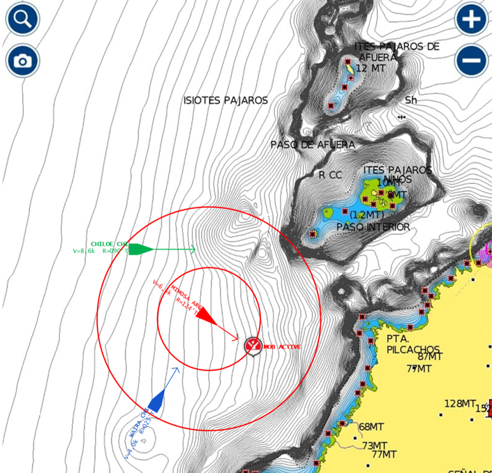 Hombre al agua en pantalla del AIS
