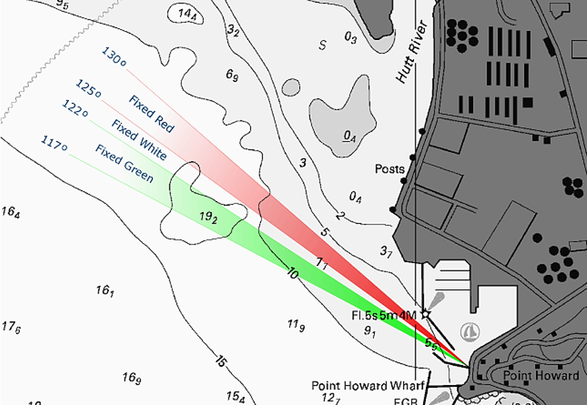 luz de sectores en ingreso a Point Howard, Wellington, Nueva Zelanda