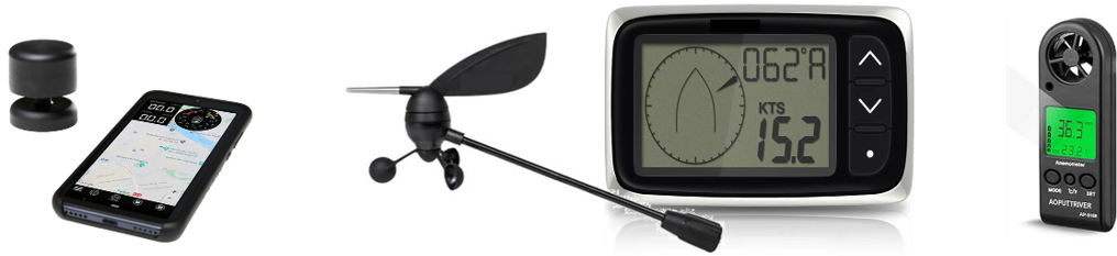 Anemómetro ultrasónico, anemómetro con veleta y anemómetro manual