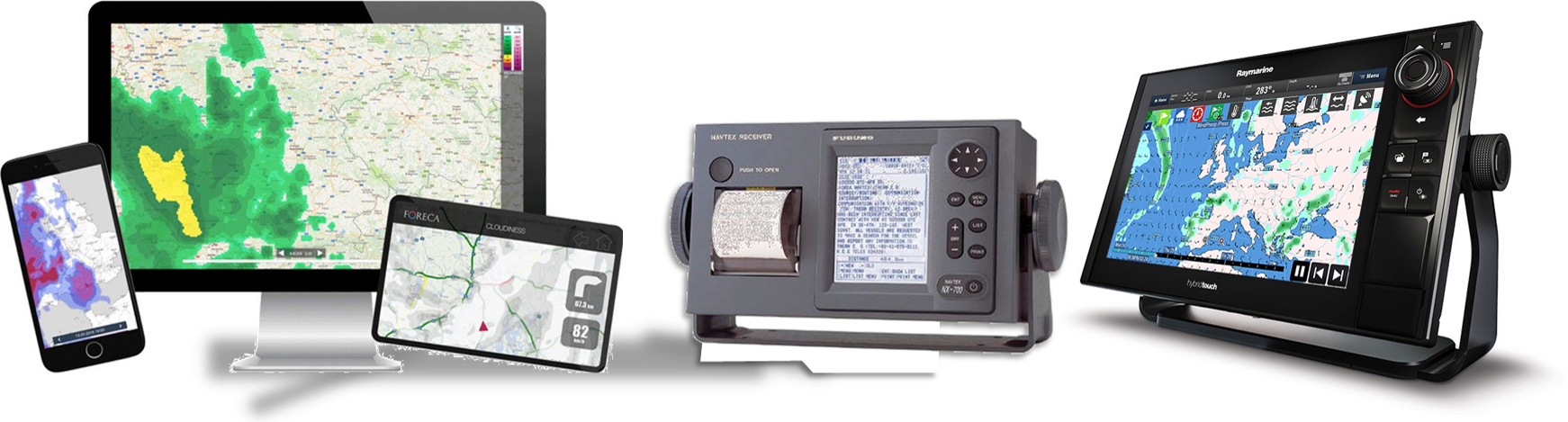 Dispositivos para recibir información meteorológica en navegación