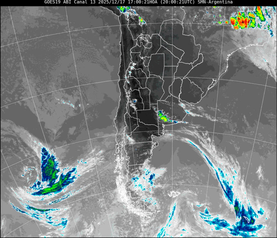 Campo infrarrojo de topes nubosos