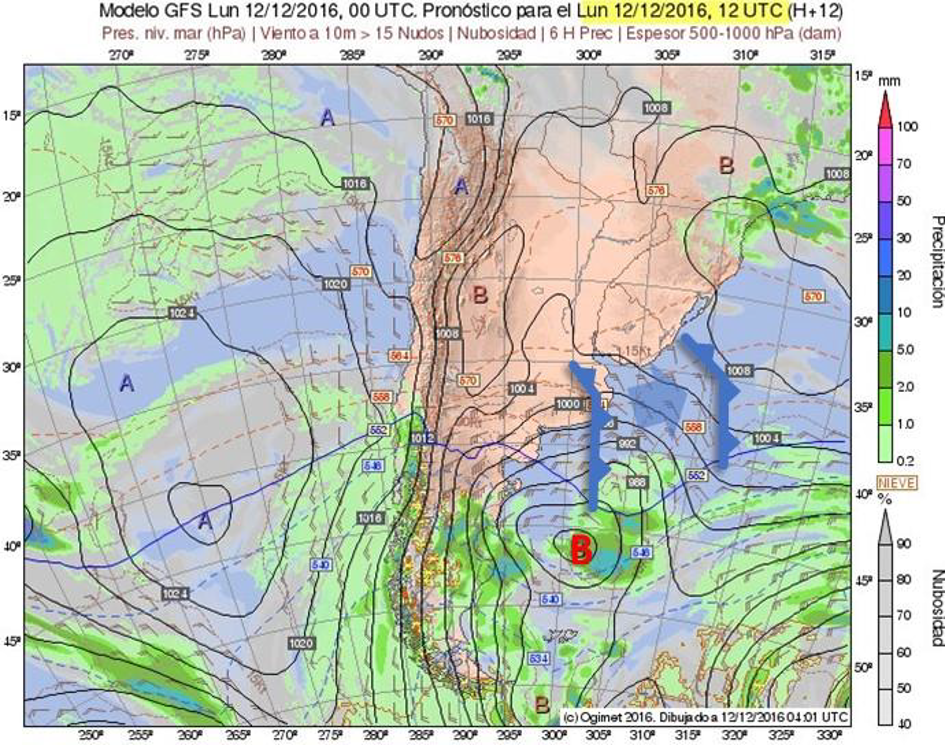 Comprobación de boletín NAVTEX sobre carta sinóptica
