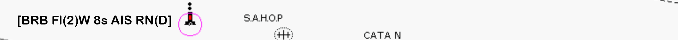 Nomenclatura estándar IHO - Marca de Peligro Aislado + AIS + RACON